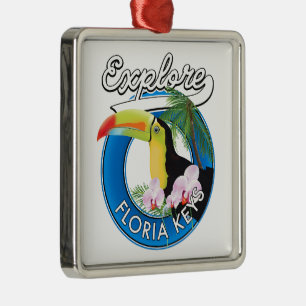 Ornement Carré Argenté Couverture polaire à logo rétro Florida keys T-Shi