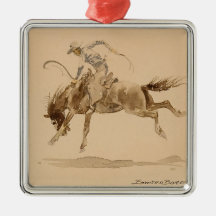 Cowboy sur un cheval qui se cabre par Edward Borei