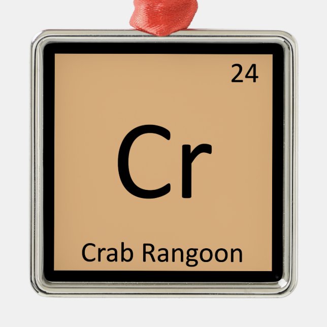 Ornement Carré Argenté Cr - Crabe Rangoon Appetizer Symbole de chimie (Devant)