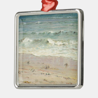 Ornement Carré Argenté Crabes sur la plage - Howard Hitchcock