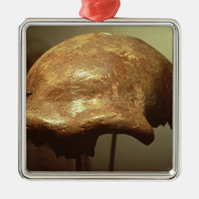 Ornement Carré Argenté Crâne d'un Neanderthal (Devant)