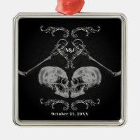 "Crâne en amour" Squelettes Vintage Mariage Noir
