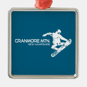 Ornement Carré Argenté Cranmore Mountain Resort New Hampshire Snowboarder