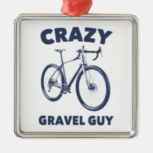 Ornement Carré Argenté Crazy Gravel Guy Cycling
