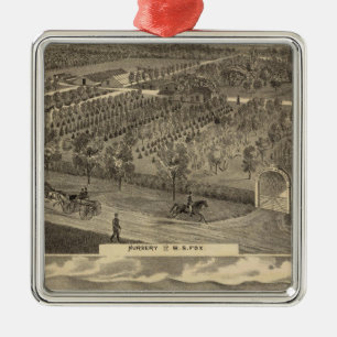 Ornement Carré Argenté Crèche de Fox, recherche, verger