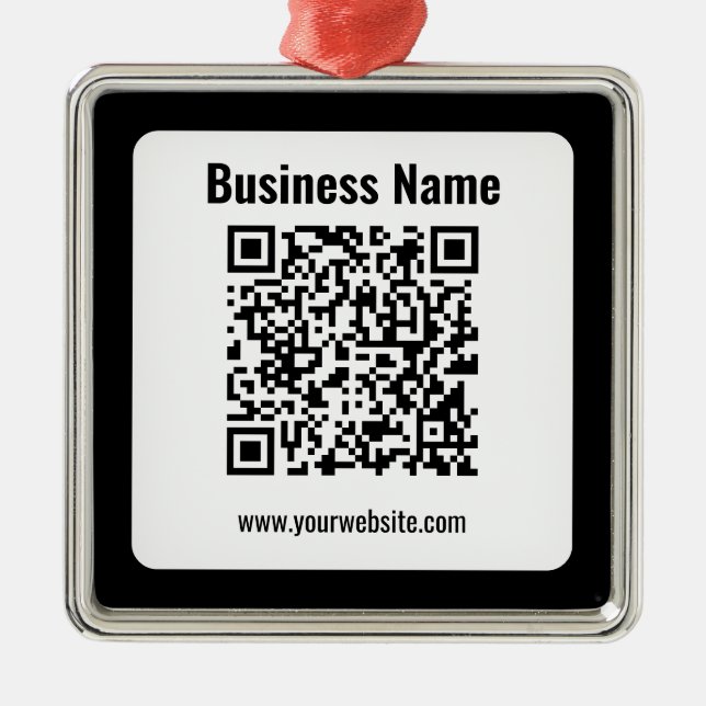 Ornement Carré Argenté Créez votre propre code QR | Transparent (Devant)