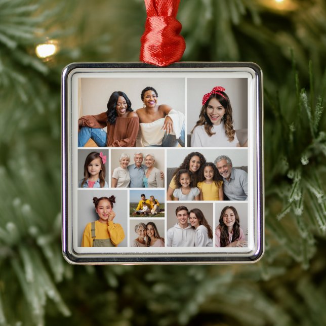 Ornement Carré Argenté Créez votre propre collection de photos 10 (Arbre)