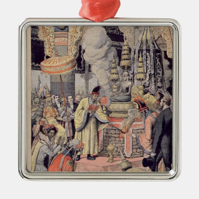 Ornement Carré Argenté Crémation solennelle du roi Norodom I (Devant)