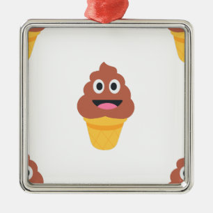Ornement Carré Argenté crème glacée cône émoji