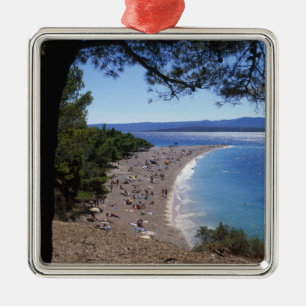 Ornement Carré Argenté Croatie, île de Brac, Bol, plage de Golden Cape