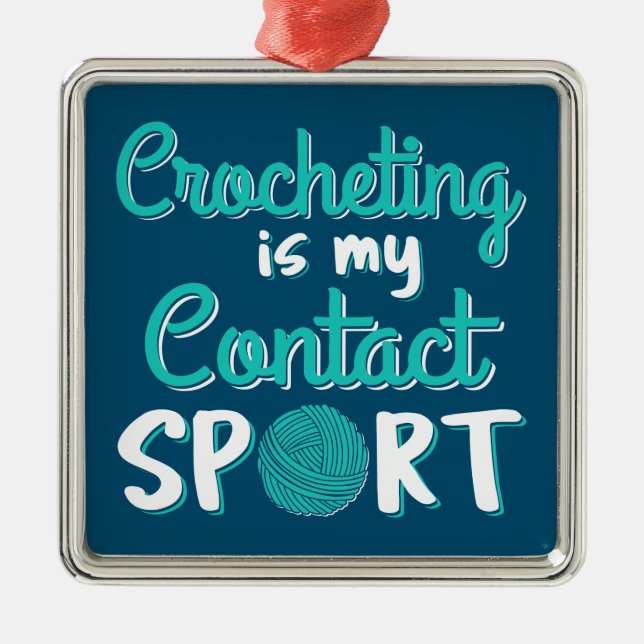 Ornement Carré Argenté Crochet est mon contact Sport (Devant)