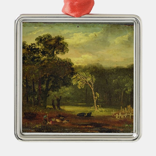 Ornement Carré Argenté Croquis de nature en parc de Sion, 1819 (huile sur (Devant)