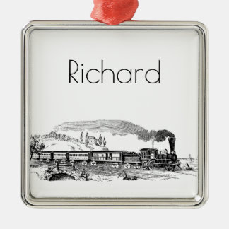 Ornement Carré Argenté croquis vintage de train