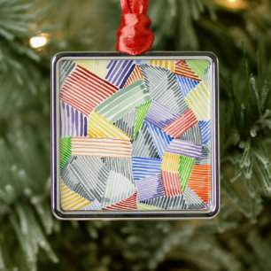 Ornement Carré Argenté Crosshatch Quilt I