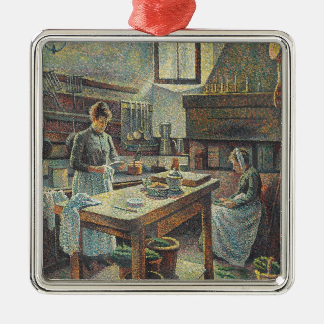 Ornement Carré Argenté Cuisine française vintage (Devant)