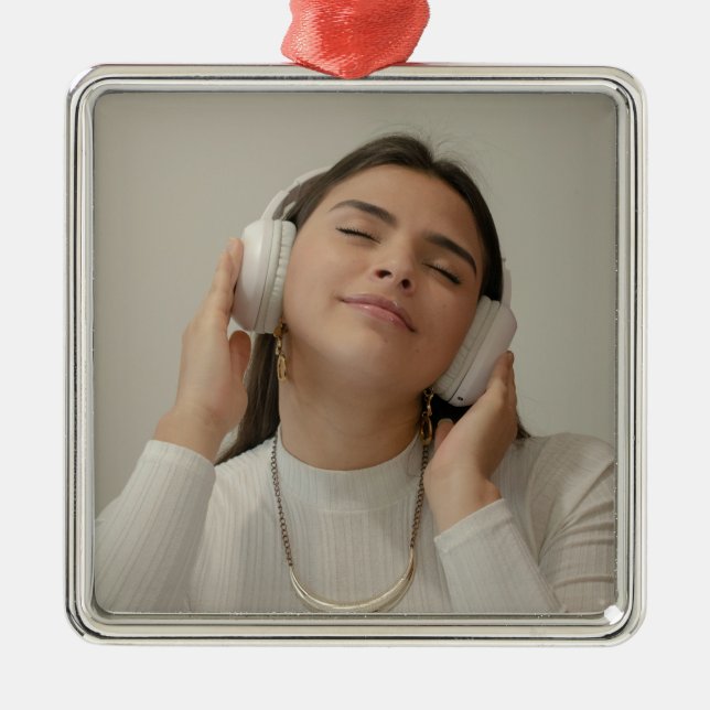 Ornement Carré Argenté Custom Full Photo Modern   (Devant)