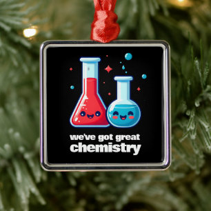 Ornement Carré Argenté Cute Flask & Tube Nous avons une grande chimie