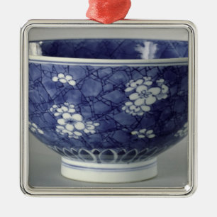 Ornement Carré Argenté Cuvette décorée des fleurs de cerisier