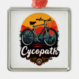 Ornement Carré Argenté Cycopaure : Vélo énergétique et soleil couchant Gr
