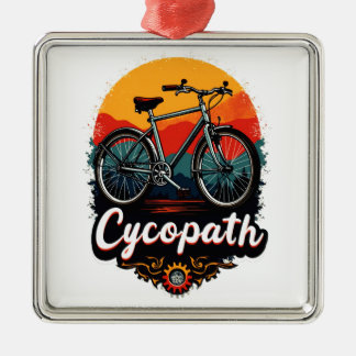 Ornement Carré Argenté Cycopaure : Vélo énergétique et soleil couchant Gr