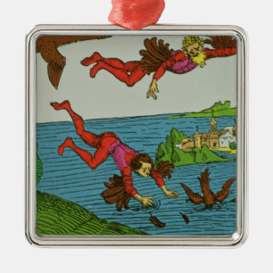 Ornement Carré Argenté Daedalus et Icare, XVème siècle