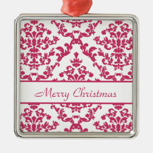 Ornement Carré Argenté Damask rose #2 personnalisable
