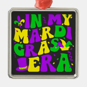 Ornement Carré Argenté Dans My Mardi Gras Era Funny Festival Retro Carniv