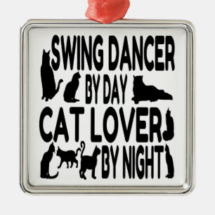 Ornement Carré Argenté Danseur Amoureux des chats