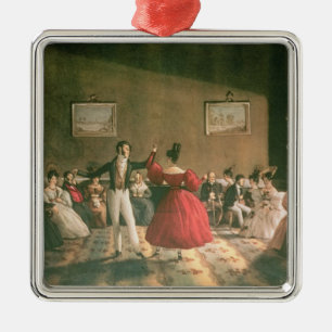 Ornement Carré Argenté Dansez dans un salon à Buenos Aires, c.1831 (la