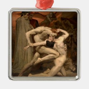 Ornement Carré Argenté Dante et Virgile en enfer (par Bouguereau)