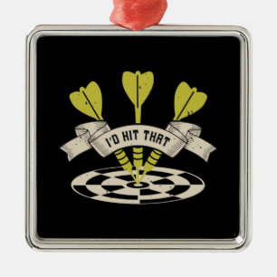 Ornement Carré Argenté Darts - Je frapperais ce taureau