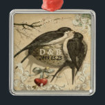 Ornement Carré Argenté Date de mariage française de décor de nid vintage<br><div class="desc">Chi (Qi) dans la beauté de la calligraphie chinoise art. Pour l'instructeur/amants du tai-chi/chi-kung/qi-gong. Le bon chi de mai, l'énergie, l'équilibre et le bon feng-shui soient avec vous ! La pratique médicale orientale est basée à condition que le Chi soit juste comme essentiel à la vie que l'eau. Essentiellement l'eau...</div>