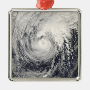 Ornement Carré Argenté Dauphin du typhon dans la mer des Philippines