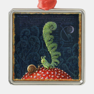 Ornement Carré Argenté Décor cottagecore, Involute. L'art des champignons