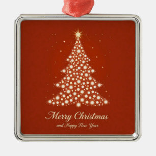 Ornement Carré Argenté 🎁Décoration de sapin de Noël Souvenir Cadeau de f