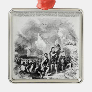 Ornement Carré Argenté Découverte de l'Amérique par John et SebastiAn