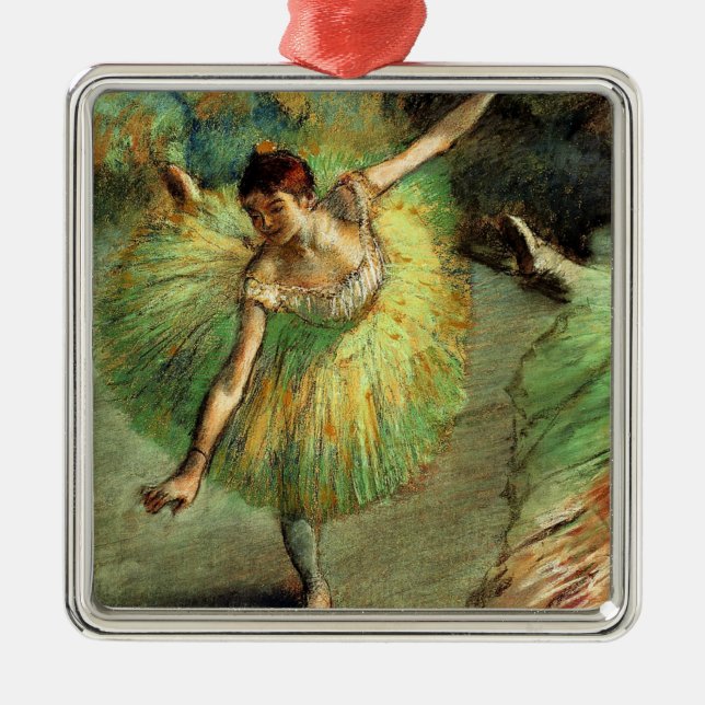 Ornement Carré Argenté Degas - Dancer Tilting, célèbre peinture, (Devant)