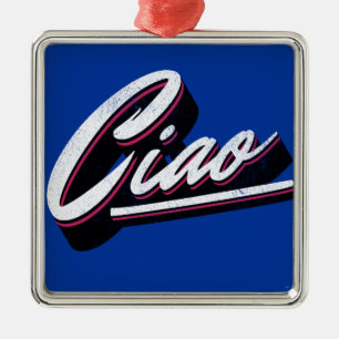 Ornement Carré Argenté Design de texte Ciao