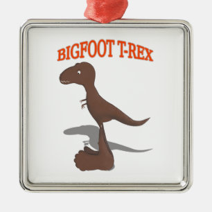 Ornement Carré Argenté Dessin T-Rex Bigfoot