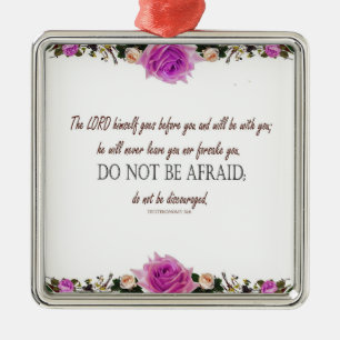 Ornement Carré Argenté Deutéronome 31:8 Le Seigneur va devant vous