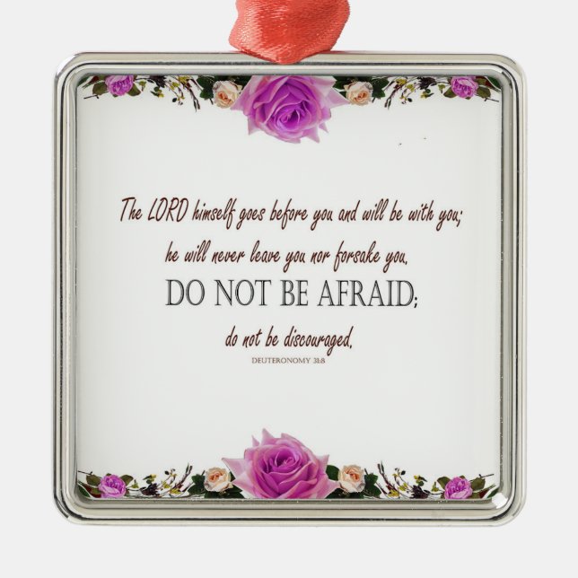 Ornement Carré Argenté Deutéronome 31:8 Le Seigneur Va Devant Vous (Devant)