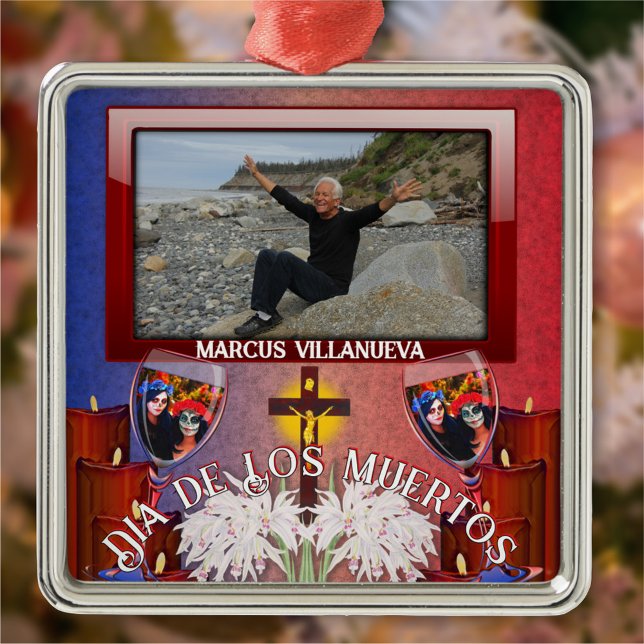 Ornement Carré Argenté Dia de Los Muertos Catrinas 1718 (Créateur téléchargé)