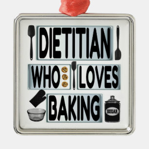 Ornement Carré Argenté Diététiste Aime Baking