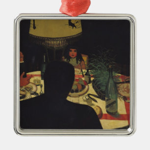 Ornement Carré Argenté Dîner par la lumière artificielle, 1899