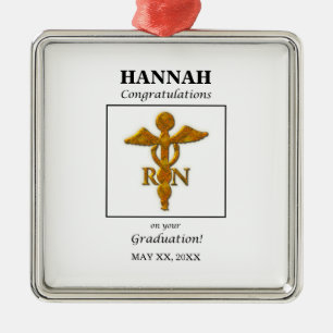 Ornement Carré Argenté Diplôme de l'école de soins infirmiers Antique Or