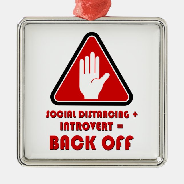 Ornement Carré Argenté Distances sociales et introspection, Arrêt (Devant)