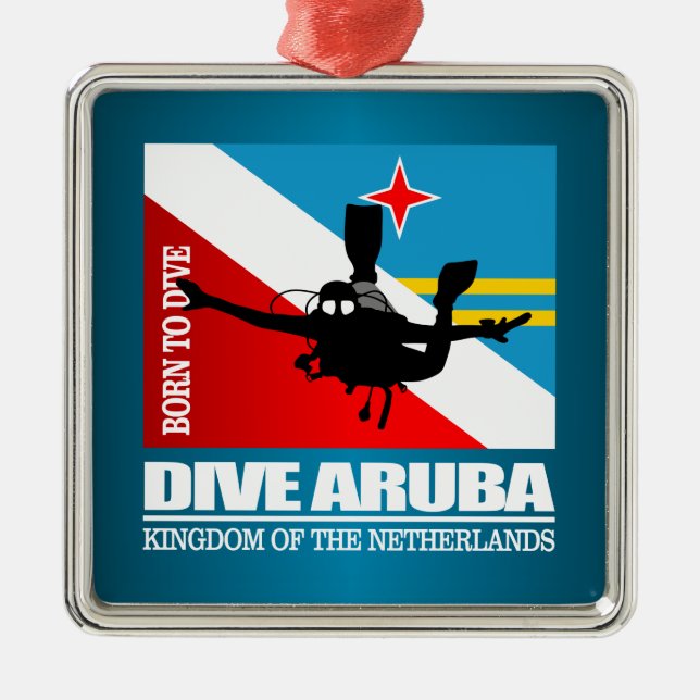 Ornement Carré Argenté Dive Aruba DF2 (Devant)