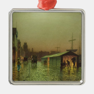 Ornement Carré Argenté Docks de John Atkinson Grimshaw Liverpool