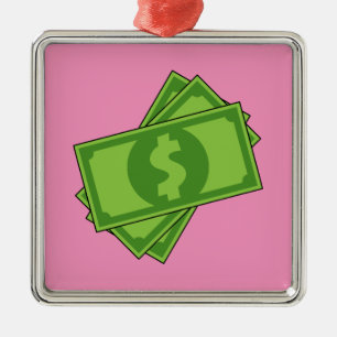 Ornement Carré Argenté Dollar de l'argent du dessin