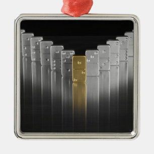 Ornement Carré Argenté Dominos d'or et d'argent